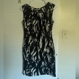 Jonathan Martin Black and White Sheath Midi Dress